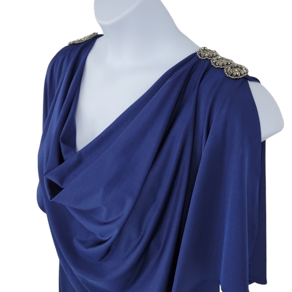 R&M Richards Blue Ruffle Dress with Shoulder Details Size 22W - Picture 5 of 14